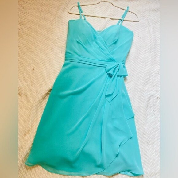 Alexia Designs Seafoam Green Spaghetti Strap Knee-Length Formal Dress Size 12 - Picture 3 of 8
